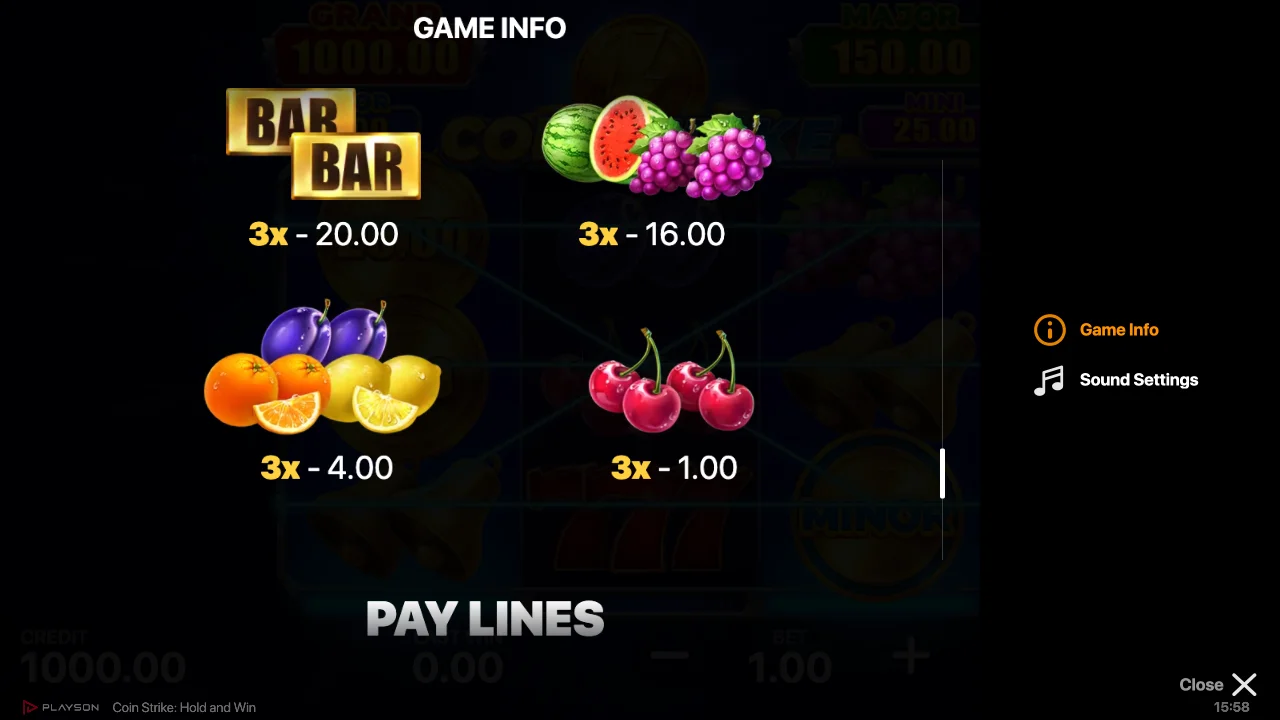 Coin Strike Slot Tabela de Pagamentos do Jogo 2 